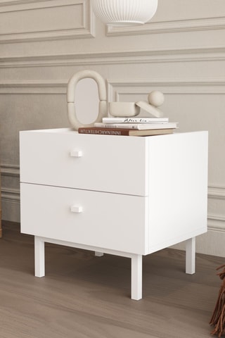 Table de chevet 2 tiroirs - 47,9 x 47 x 36,8 cm