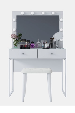 Coiffeuse 2 tiroirs - 90 x 142 x 40 cm