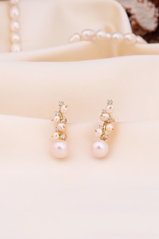 Boucles d’oreilles - Doré et blanc