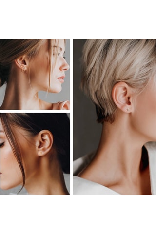 2 paires de puces et 1 boucle d'oreille double Spark - Doré
