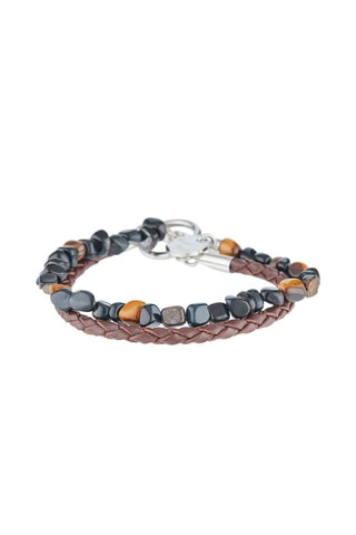 Bracelet Blue Tiger Eye - Cuir et oeils-de-tigre