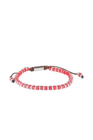 Bracelet Red Disk Stone - Rouge et argenté