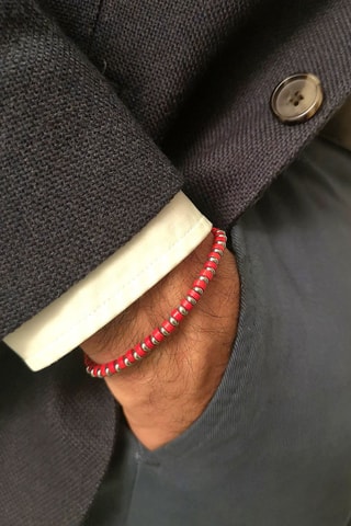 Bracelet Red Disk Stone - Rouge et argenté