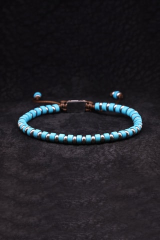 Bracelet Blue Disk Stone - Turquoise et argenté