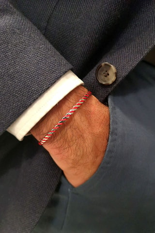 Bracelet Red wax - Rouge et argenté