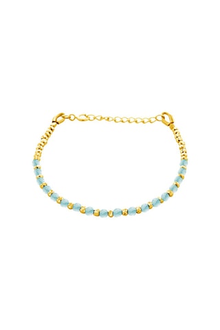 Bracelet doré à l'or fin jaune - Amazonites et pyrites
