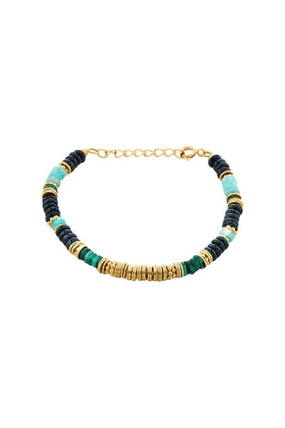 Bracelet - Plaqué or jaune, amazonites, jades et spinelles