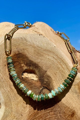 Bracelet doré à l'or fin jaune - Emeraudes