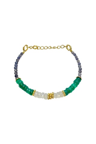 Bracelet doré à l'or fin jaune - Iolites, onyx et pierres de lune