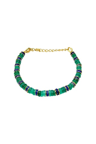 Bracelet doré à l'or fin jaune - Onyx et lapis-lazulis