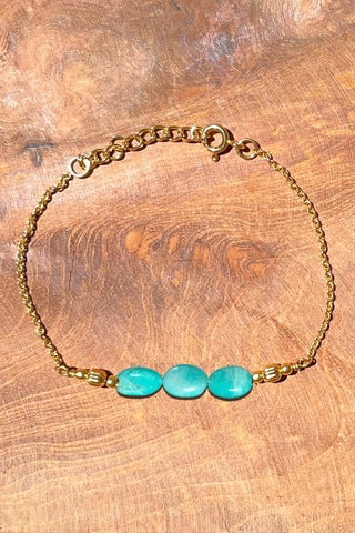 Bracelet doré à l'or fin jaune - Amazonites