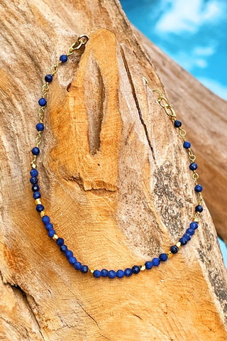 Bracelet doré à l'or fin jaune - Lapis-lazuli