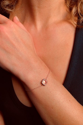 Bracelet - Argent plaqué or rose et quartz