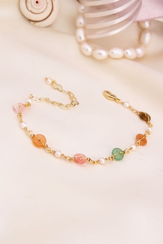 Bracelet - Plaqué or jaune et œils-de-chat