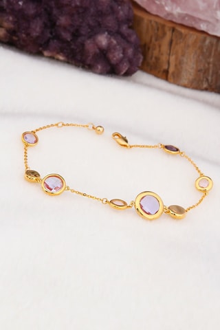 Bracelet - Plaqué or jaune et zircons