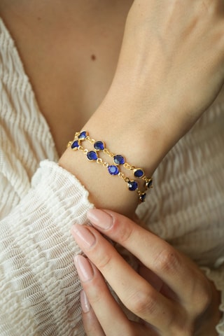 Bracelet multi rangs - Doré et bleu roi