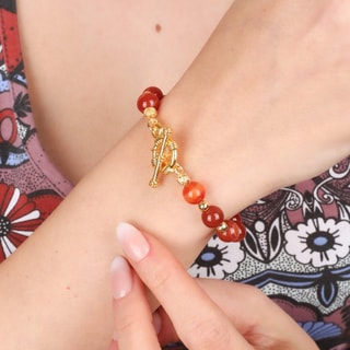 Bracelet - Laiton plaqué or & agate