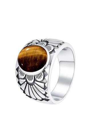 Bague - Argent et œil-de-tigre