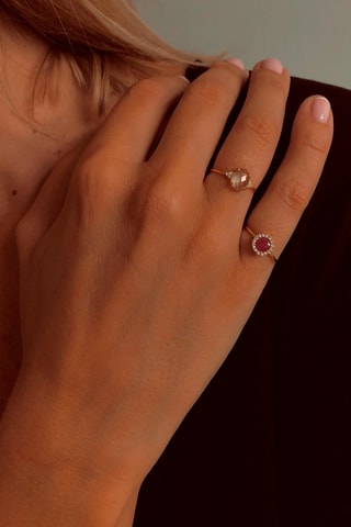Bague - Argent plaqué or rose et améthyste