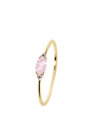 Bague - Argent plaqué or jaune et quartz