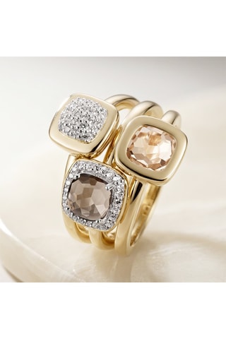 Bague - Argent plaqué or jaune et quartz