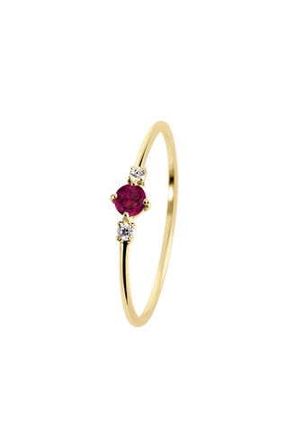 Bague - Argent plaqué or jaune et rubis