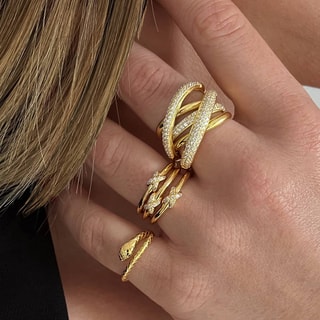 Bague - Laiton doré & zirconium