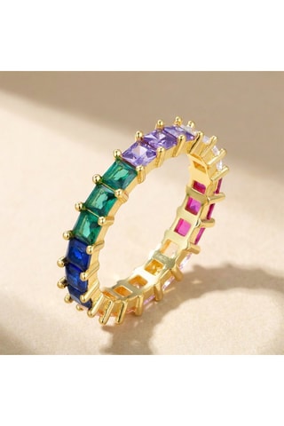 Bague - Bleu, vert et rose