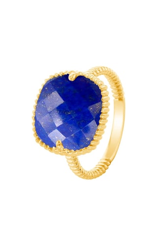 Bague dorée à l'or fin jaune Lapis-lazuli