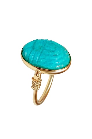 Bague dorée à l'or fin jaune - Amazonite