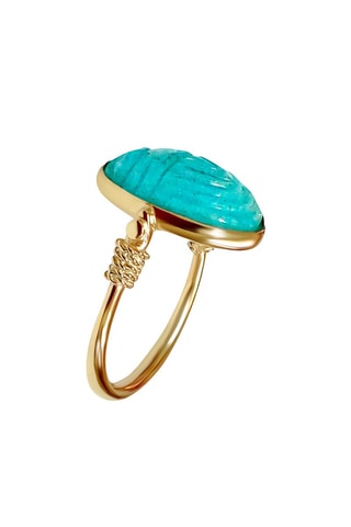 Bague dorée à l'or fin jaune - Amazonite