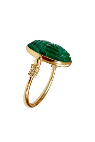 Bague dorée à l'or fin jaune - Malachite
