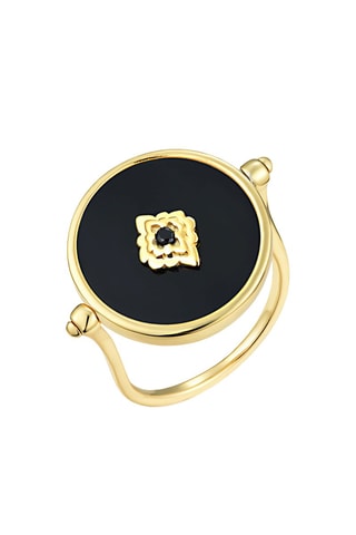 Bague - Plaqué or jaune et onyx