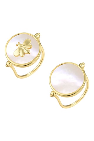 Bague dorée à l'or fin jaune - Nacre