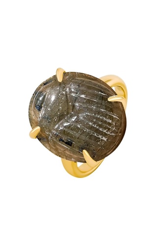 Bague dorée à l'or fin jaune - Labradorite