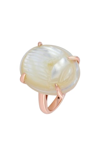 Bague dorée à l'or fin rose - Nacre