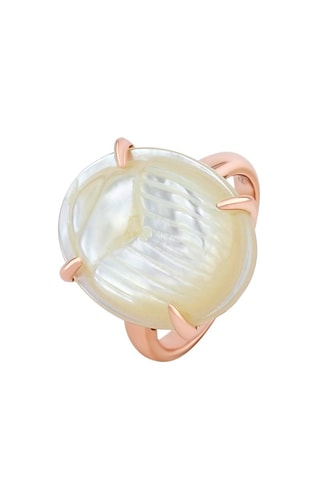 Bague dorée à l'or fin rose - Nacre