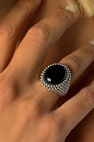 Bague - Argent et onyx