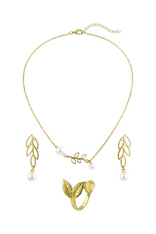 Parure - Plaqué or jaune et perles de culture d'eau douce