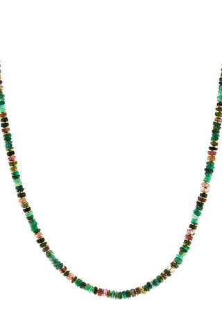 Collier doré à l'or fin jaune - Emeraudes et tourmalines