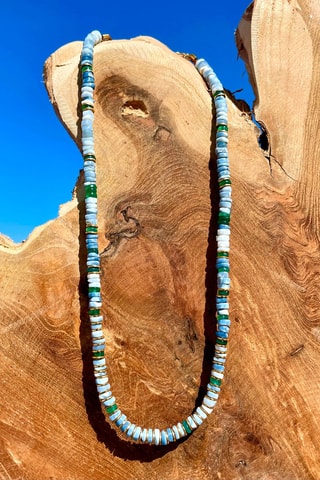 Collier doré à l'or fin jaune - Opales et onyx