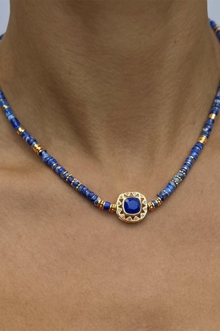 Collier - Plaqué or jaune et lapis-lazulis