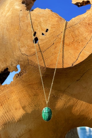 Collier doré à l'or fin jaune - Malachites