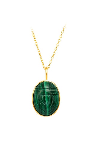 Collier doré à l'or fin jaune - Malachites
