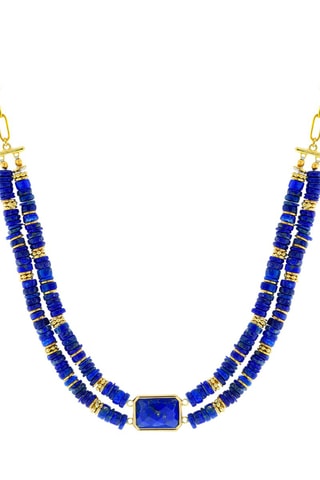 Collier doré à l'or fin jaune - Lapis-lazulis