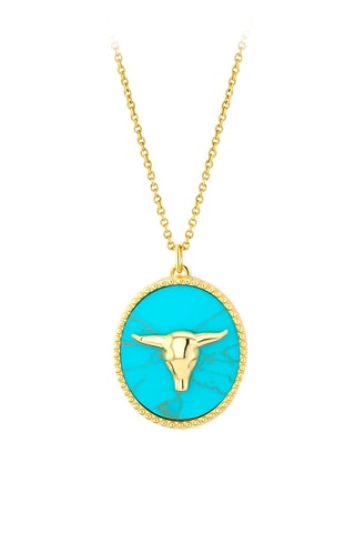 Collar bañado en oro fino amarillo - Turquesa