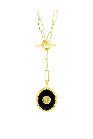 Collar bañado en oro fino amarillo - Ónice