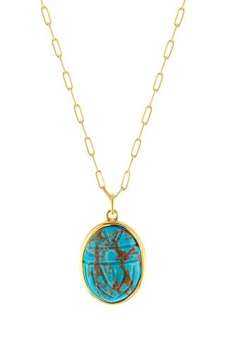Collar bañado en oro fino amarillo - Turquesa