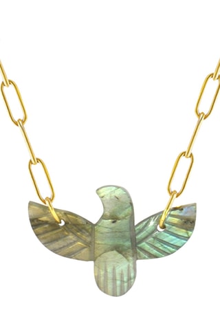 Collier doré à l'or fin jaune - Labradorite
