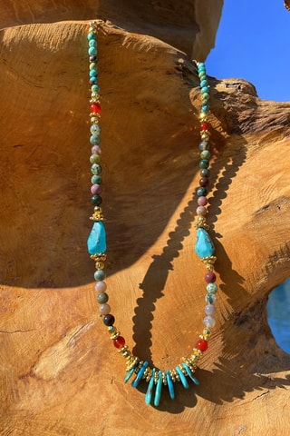 Collier - Turquoise, onyx et agate mousse